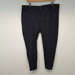 Maurices Ponte Knit Skinny Ankle Pant Plaid Dark Wash Women's SIze XXL